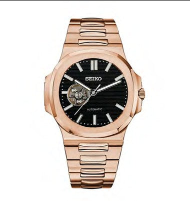 Nautilus Rose Gold | Black (Open Heart)